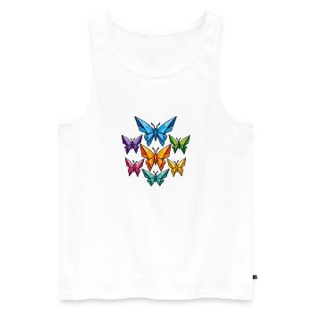 Geometric Butterflies Color Palette - Men's Premium Organic Tank Top - white - Front - Michal (187cm)