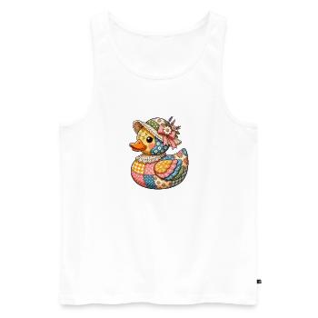 Patchwork Duck with Flower Hat - Men's Premium Organic Tank Top - white - Front - Michal (187cm)