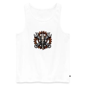 Screw Force: Gears Spark Plug - Men's Premium Organic Tank Top - white - Front - Michal (187cm)