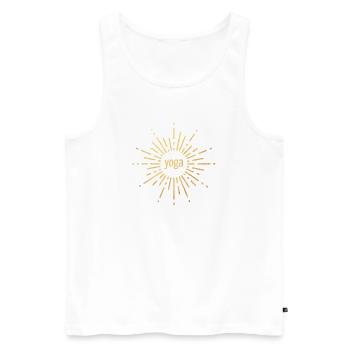 Yoga Sun Yogi Gold Sun Rays Luxury Meditates - Men's Premium Organic Tank Top - white - Front - Michal (187cm)