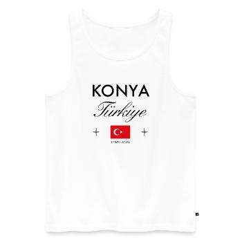 Konya Turkey Coordinates Travel Souvenir - Men's Premium Organic Tank Top - white - Front - Michal (187cm)