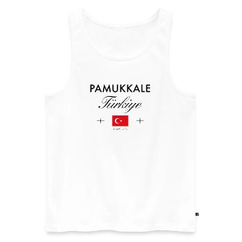 Pamukkale Turquie coordonne le souvenir de voyage - Débardeur bio Premium Homme - blanc - Devant - Michal (187cm)