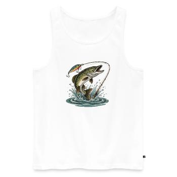FISHING. WAIT. CATCH. - Men's Premium Organic Tank Top - white - Front - Michal (187cm)