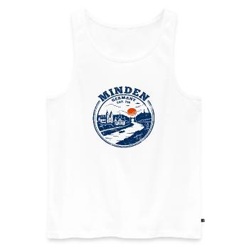 Vintage Minden Germany Circular Skyline Stamp - Men's Premium Organic Tank Top - white - Front - Michal (187cm)