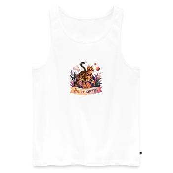 Mystical Folk Art Bengal Cat - Men's Premium Organic Tank Top - white - Front - Michal (187cm)