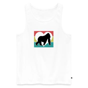 Cœur Silhouette de Singe Rétro - Débardeur bio Premium Homme - blanc - Devant - Michal (187cm)