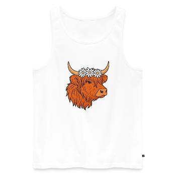 Scottish Highland cattle with daisies - Men's Premium Organic Tank Top - white - Front - Michal (187cm)