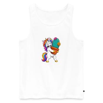 Câlin drôle de licorne et cactus - Débardeur bio Premium Homme - blanc - Devant - Michal (187cm)