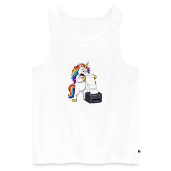 Funny Unicorn Printer Jam Rage - Men's Premium Organic Tank Top - white - Front - Michal (187cm)