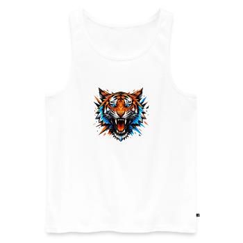 Prisme géométrique de tête de tigre - Débardeur bio Premium Homme - blanc - Devant - Michal (187cm)