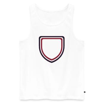 Armoiries encadré Bordeaux - Concevez votre propre texte - Débardeur bio Premium Homme - blanc - Devant - Michal (187cm)