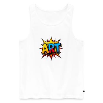 Pop Art « ART » – Création typographique artistique voyante - Débardeur bio Premium Homme - blanc - Devant - Michal (187cm)