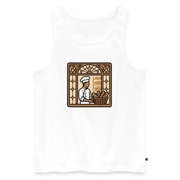 Baeckerei Shop Window Logo - Men's Premium Organic Tank Top - white - Front - Michal (187cm)