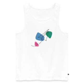 Avion en papier à dessin au trait avec fond couleur - Débardeur bio Premium Homme - blanc - Devant - Michal (187cm)