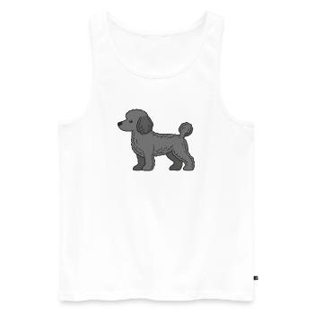Silhouette de Caniche Gris - Débardeur bio Premium Homme - blanc - Devant - Michal (187cm)