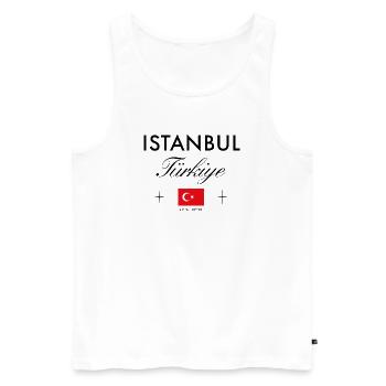 Istanbul Turquie Coordonnées Souvenir de voyage - Débardeur bio Premium Homme - blanc - Devant - Michal (187cm)