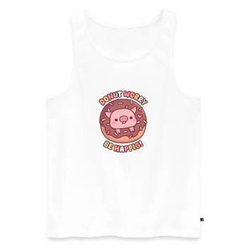 Cochon mignon dans un beignet : inquiète-toi pour être heureux - Débardeur bio Premium Homme - blanc - Devant - Michal (187cm)
