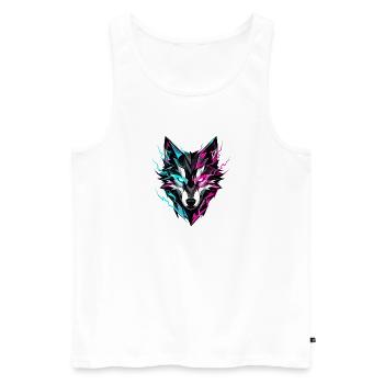 Tête de loup néon - Débardeur bio Premium Homme - blanc - Devant - Michal (187cm)