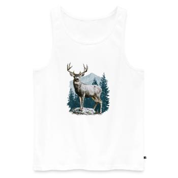 Cerf avec bois - Débardeur bio Premium Homme - blanc - Devant - Michal (187cm)