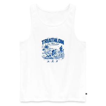 Triathlon un tour de plus - Débardeur bio Premium Homme - blanc - Devant - Michal (187cm)