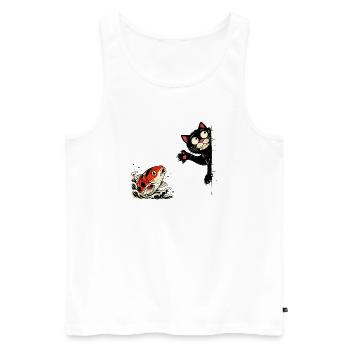 Poisson koi carpe carpe koi chat koi - Débardeur bio Premium Homme - blanc - Devant - Michal (187cm)