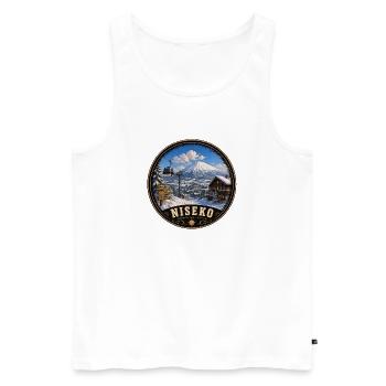 Ski Snowboard des vacances d’hiver à Niseko Hokkaido - Débardeur bio Premium Homme - blanc - Devant - Michal (187cm)
