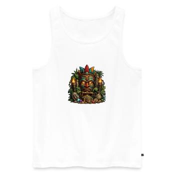 Masque au trésor du totem tiki - Débardeur bio Premium Homme - blanc - Devant - Michal (187cm)
