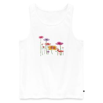 Fleurs sauvages colorées - Débardeur bio Premium Homme - blanc - Devant - Michal (187cm)