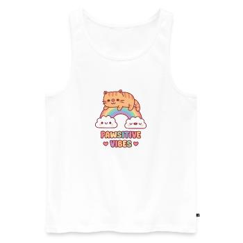 Un chat tigré mignon sur l’ambiance Rainbow Pawsitive - Débardeur bio Premium Homme - blanc - Devant - Michal (187cm)
