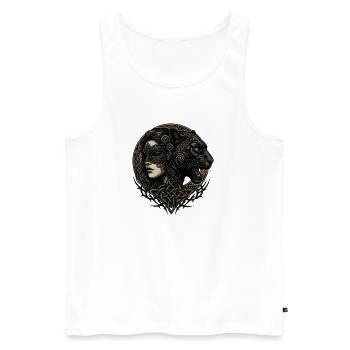 Lady Figurehead and Animal in Celtic Knot - Men's Premium Organic Tank Top - white - Front - Michal (187cm)