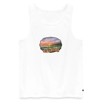 Paysage pittoresque avec coucher de soleil et ruban - Débardeur bio Premium Homme - blanc - Devant - Michal (187cm)