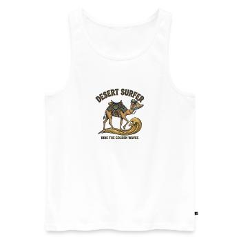 Surfeur du désert – chameau sur la vague - Débardeur bio Premium Homme - blanc - Devant - Michal (187cm)