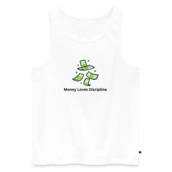 L’argent aime la discipline – Mentalité des affaires - Débardeur bio Premium Homme - blanc - Devant - Michal (187cm)