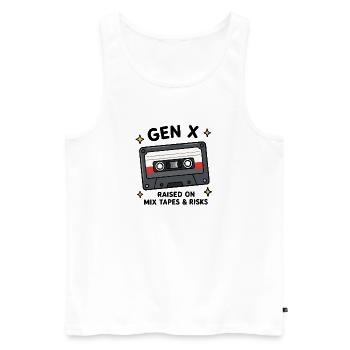 Gen X élevée sur les mixtapes & Risks Retro Cassette Ta - Débardeur bio Premium Homme - blanc - Devant - Michal (187cm)