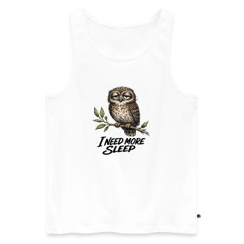Hibou Fatigué Vintage I NEED MORE SLEEP - Débardeur bio Premium Homme - blanc - Devant - Michal (187cm)
