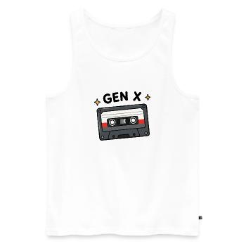 Gen X élevée sur les mixtapes & Risks Retro Cassette Ta - Débardeur bio Premium Homme - blanc - Devant - Michal (187cm)