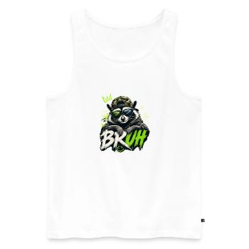 Bruh Raccoon Stylo Stylo Streetwear Stylé - Débardeur bio Premium Homme - blanc - Devant - Michal (187cm)
