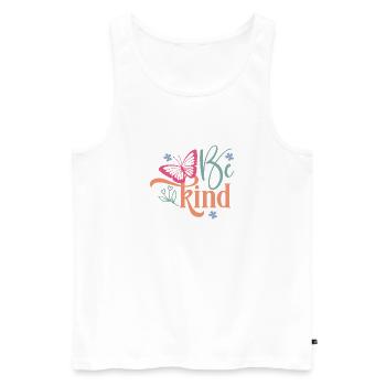 Création florale papillon Be Kind - Débardeur bio Premium Homme - blanc - Devant - Michal (187cm)