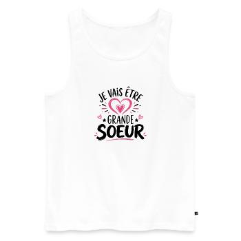 Grande-Soeur Humour Annonce Grossesse - Débardeur bio Premium Homme - blanc - Devant - Michal (187cm)