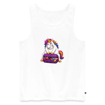 Valise licorne trop chargée - Débardeur bio Premium Homme - blanc - Devant - Michal (187cm)