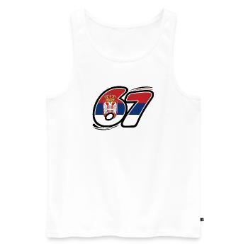 67 Édition Serbie - Débardeur bio Premium Homme - blanc - Devant - Michal (187cm)
