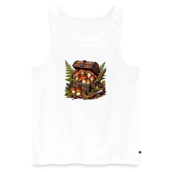 Coffre au trésor aux champignons de la forêt - Débardeur bio Premium Homme - blanc - Devant - Michal (187cm)