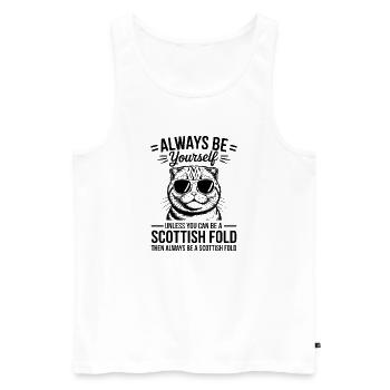 Cadeau Scottish Folding Fold Écossais - Débardeur bio Premium Homme - blanc - Devant - Michal (187cm)