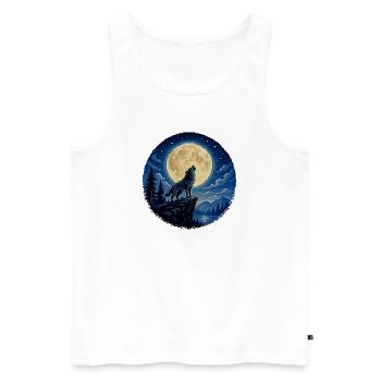 Mondbeschienener Wolf auf der Klippe - Männer Premium Bio Tank Top - Weiß - Vorne - Michal (187cm)