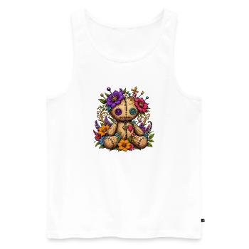 Poupée vaudou fleur avec des points de couture - Débardeur bio Premium Homme - blanc - Devant - Michal (187cm)