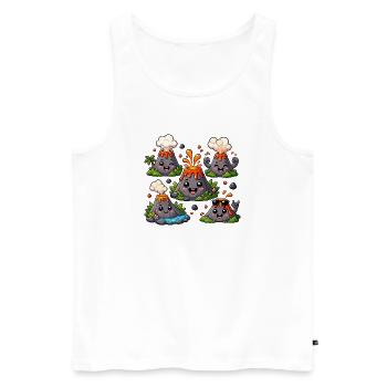 Volcans amusants avec des délices de lave - Débardeur bio Premium Homme - blanc - Devant - Michal (187cm)