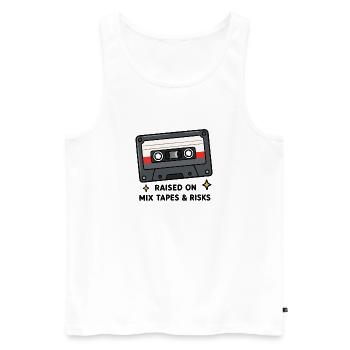 Cassette rétro Cassette Musi vintage années 80 et 90 - Débardeur bio Premium Homme - blanc - Devant - Michal (187cm)