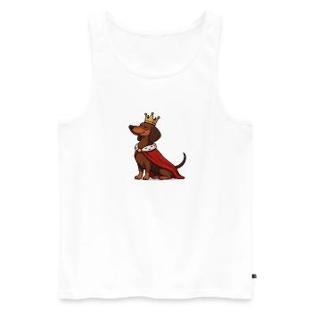 Fier teckel avec couronne – Chien royal - Débardeur bio Premium Homme - blanc - Devant - Michal (187cm)