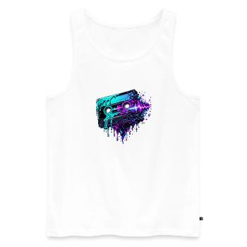 Art de bugs sur cassette néon - Débardeur bio Premium Homme - blanc - Devant - Michal (187cm)