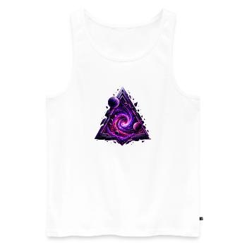 Kosmischer Dreieckszauber - Männer Premium Bio Tank Top - Weiß - Vorne - Michal (187cm)